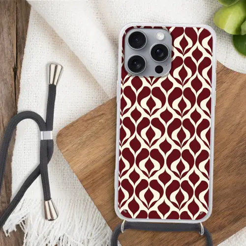 Rood - Druppelpatroon - Grafisch Hoesje iPhone 16 Pro Max met koord klein 804 -sfeer4