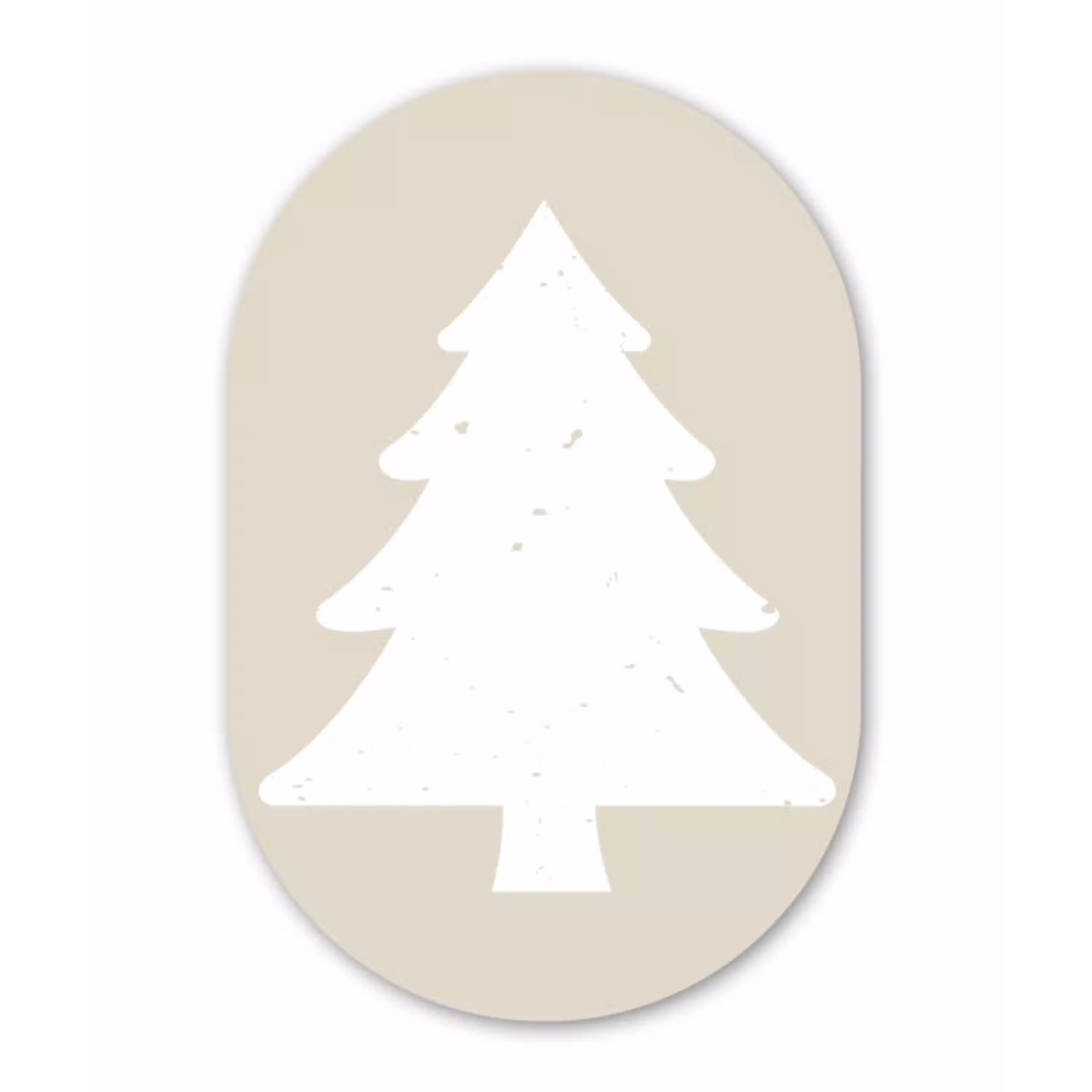Japandi - Kerstboom - Beige - Kerstversiering Wandcirkel Ovaal Glas middel -3d