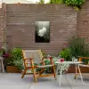 Wit - Lotus - Donker - Bloem Tuinposter op houten frame 2 cm dik klein -sfeer3