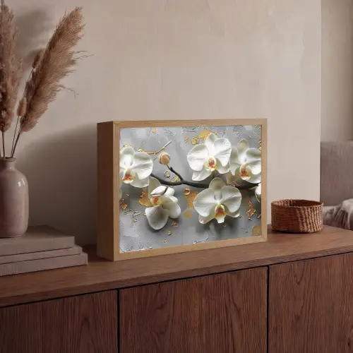 Bloemen - Orchidee - Abstract - Modern Light Box met batterij (Wandlamp) middel -sfeer2