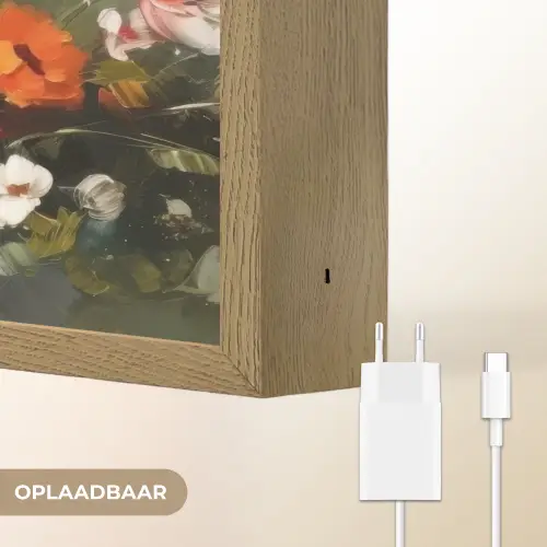 Vrolijk boeket - Dynamisch - Subtiele kleurspatten Light Box met batterij (Wandlamp) middel -USP_websiteoplaadbaarNL
