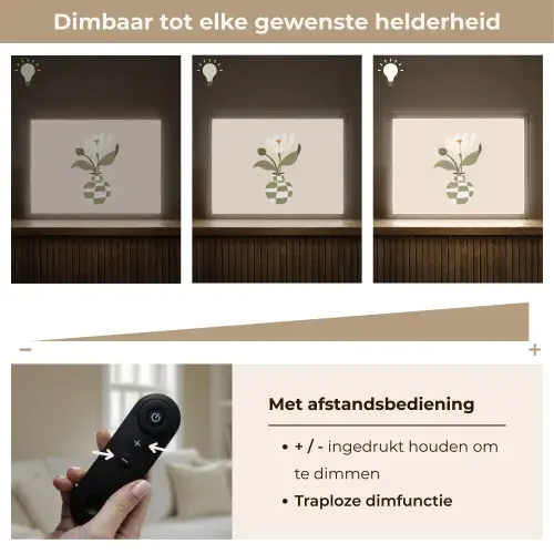 Vaas - Geruit - Bloem - Groen Light Box met batterij (Wandlamp) middel -USP_dimbaarNL