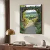 Doorkijk - Landschap - Natuur - Tuinboog - Bloemen Textielframe - compleet frame klein -sfeer3