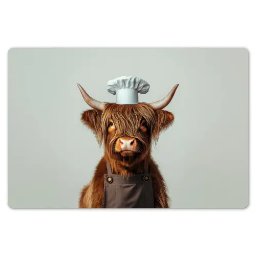 Schotse Hooglander - Bruin - Hoorns - Kokskleding Placemat vinyl groot -zzsfeer1_Kitchenyeah-website