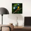 Vogel - Tak - Geel - Bladeren aluminium wit klein -sfeer5