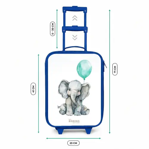 Olifant met blauwe ballon Kinderkoffer - Blauw klein -productfoto_formaten