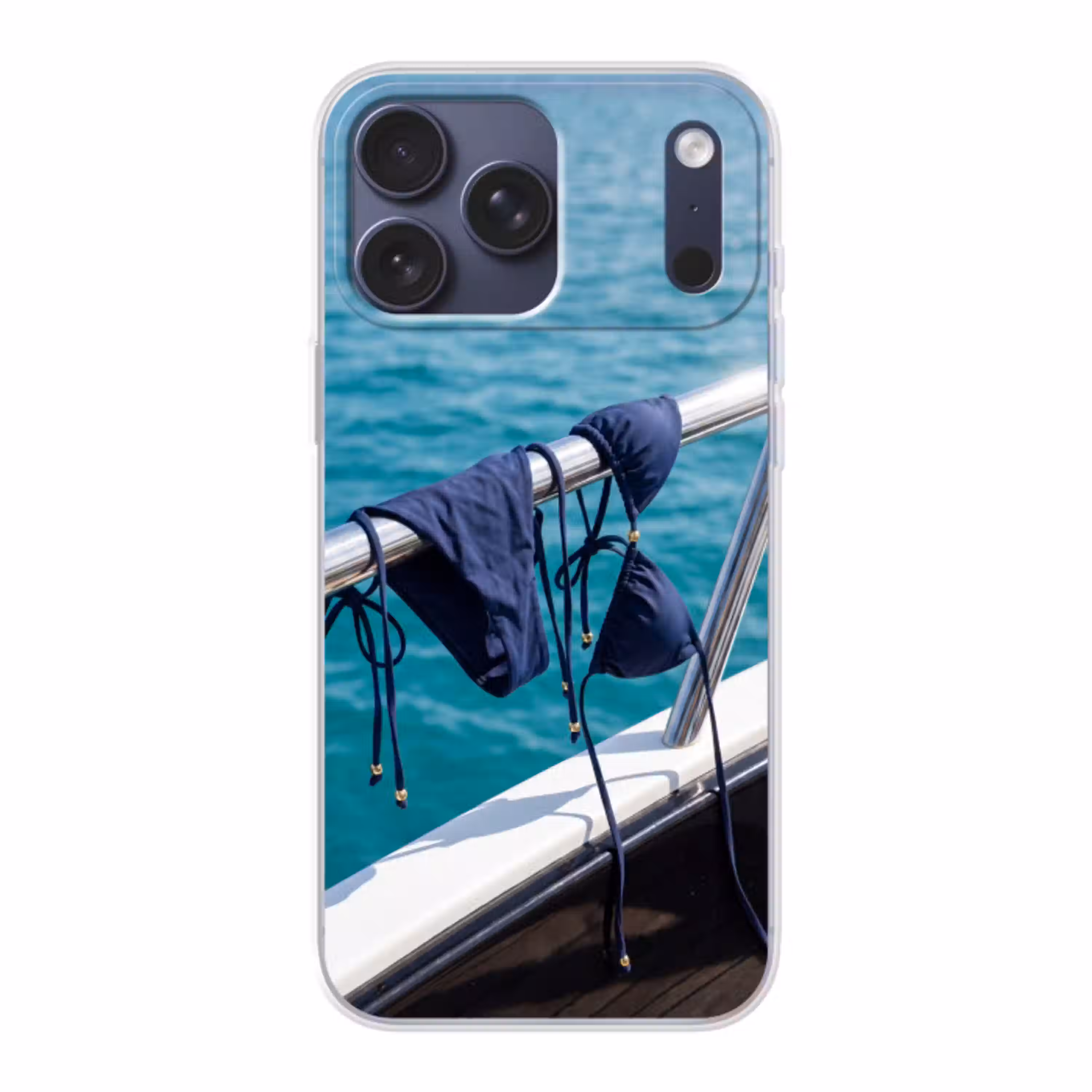 Bikini - Reling - Zee - Zomer - Blauw Telefoonhoesje iPhone 17 Pro Max klein -3d