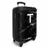 Letter T - Marmer look - Zwart NBS - Handbagage koffer - Unisex middel -productfoto_3d