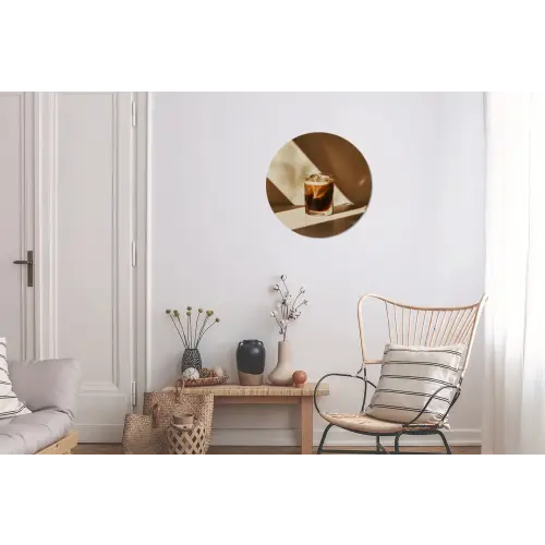 Glas - Ijskoffie - Schaduw - Bruin Wandcirkel aluminium klein -woonkamer