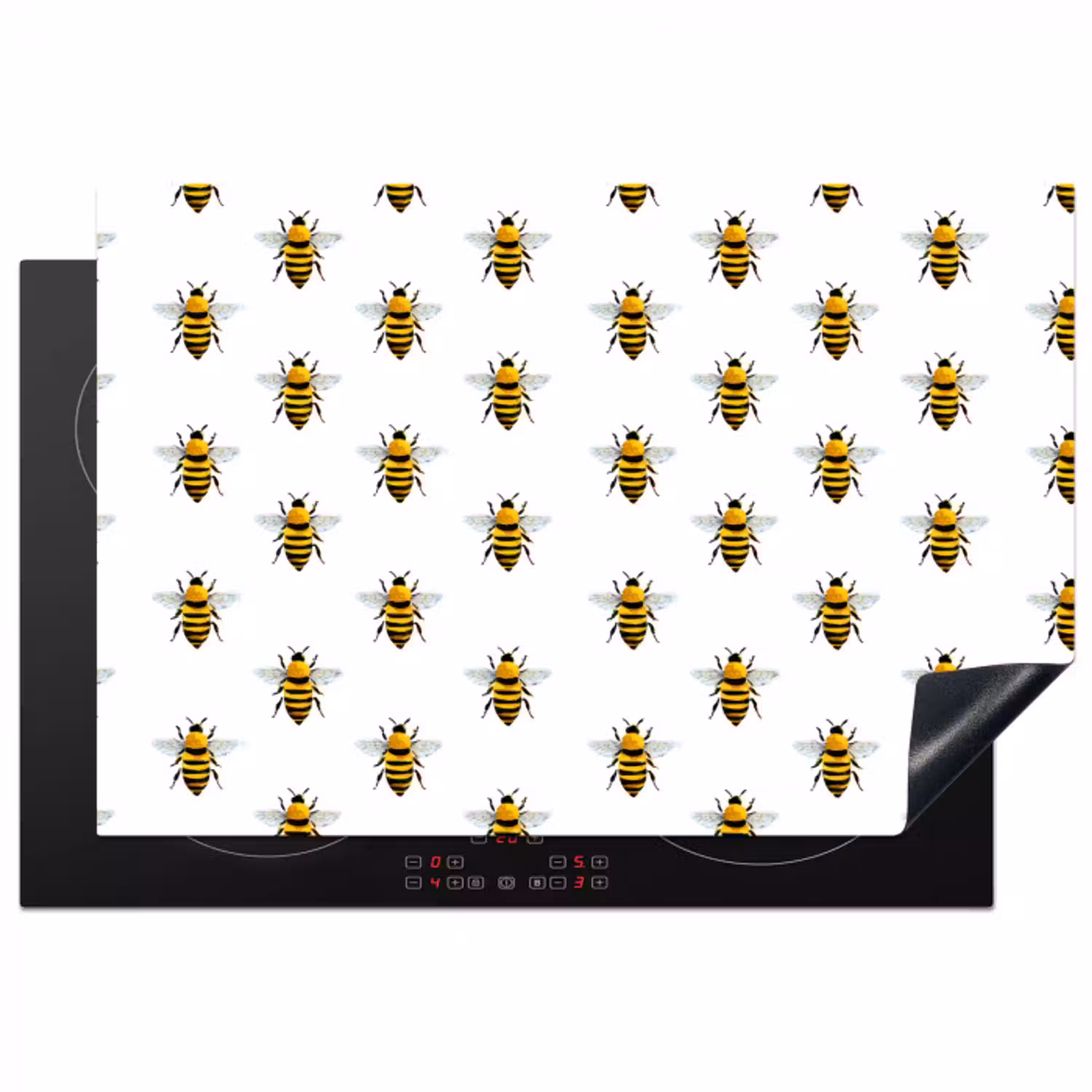 Bijen - Tijdloos - Wit Inductie beschermer vinyl 3mm klein 276 -3d