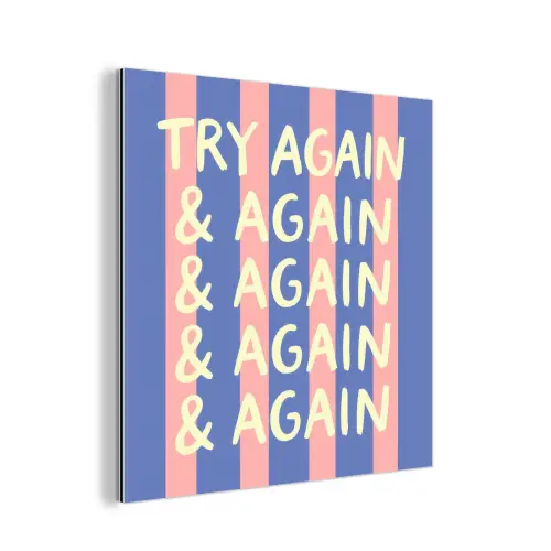 Try again - Strepen - Roze - Verticaal - Blauw aluminium wit klein -3d
