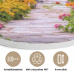 Doorkijk - Bloemen - Pad - Natuur Akoestische PET Vilt - Rond klein -closeup_DE