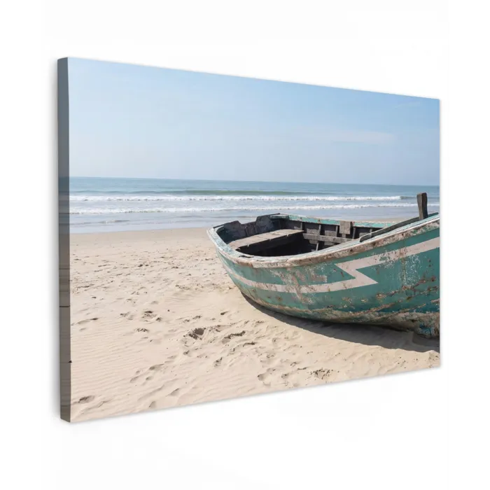 Boot - Zandstrand - Zee Tuinposter op houten frame 2 cm dik klein -3d