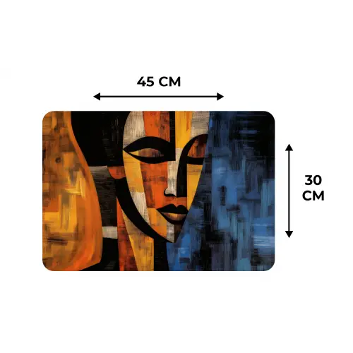 Abstract - Portret - Kleurvakken Placemat vinyl groot -specs