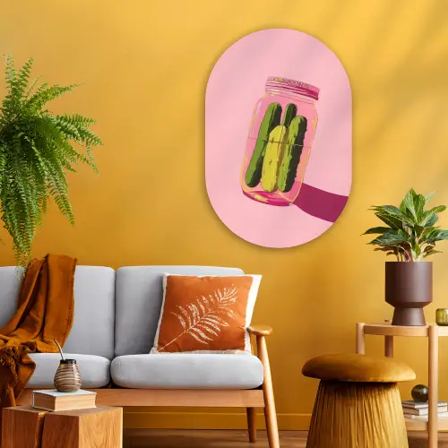 Augurken - Pot - Schaduw - Roze Wandcirkel Ovaal Glas middel -sfeer4