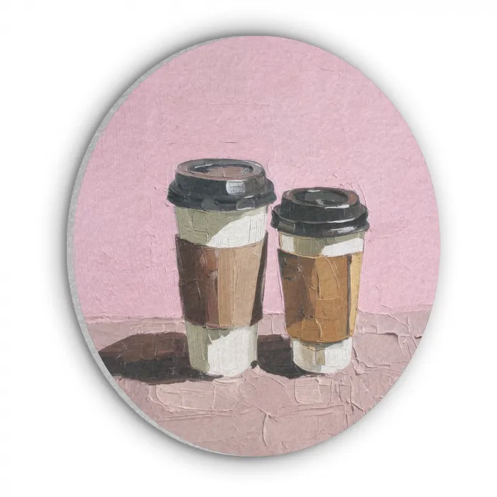 Koffiebekers - Deksel - Verf - Textuur Akoestische PET Vilt - Rond klein -3d