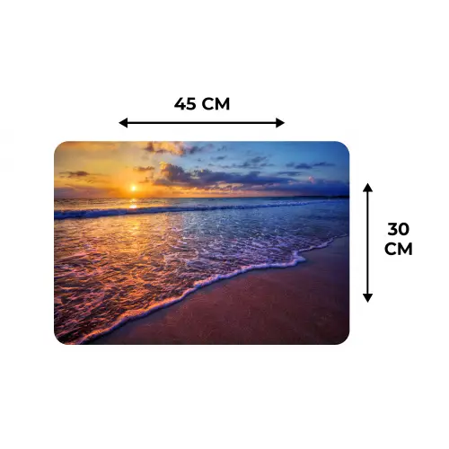 Zee - Strand - Zonsondergang - Wolken - Horizon Placemat vinyl groot -specs