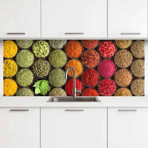 Kruiden - Schaaltjes - Kleurrijk - Textuur keuken achterwand 2 middel -3d