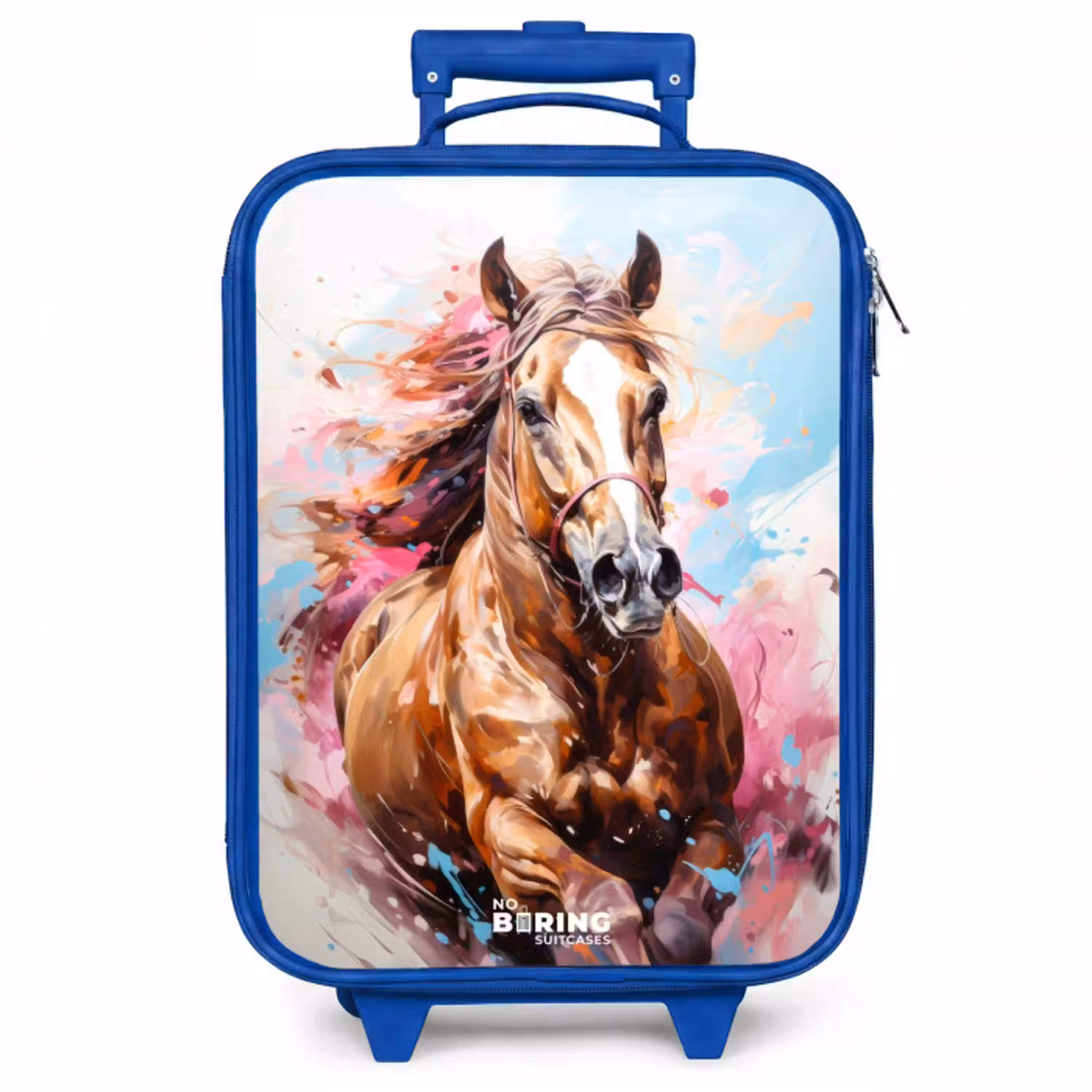 Galopperend paard met kleurrijke achtergrond Kinderkoffer - Blauw klein -zzz_website3d