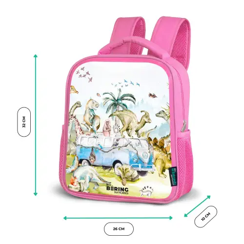 Busje met dino's Kinderrugzak - Roze middel -productfoto_formaten