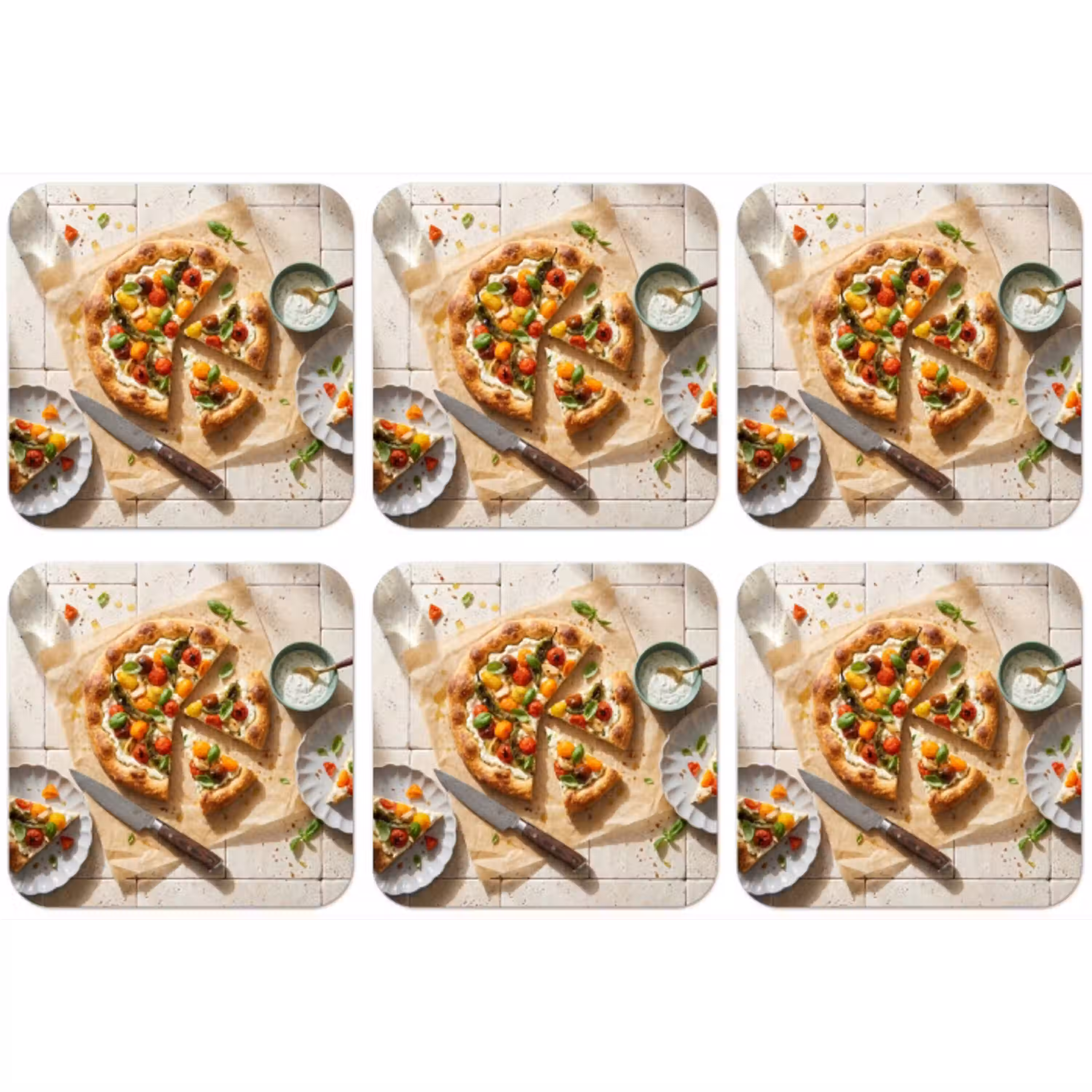 Eten - Tomaten - Basilicum - Maaltijd - Vers onderzetter kurk middel -zkaufland3dotto