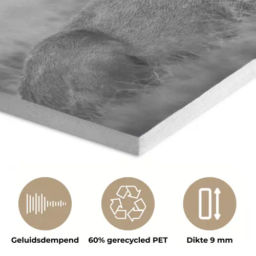 Hert - Mistig - Zwart - Wit PET vilt klein -closeup_NL