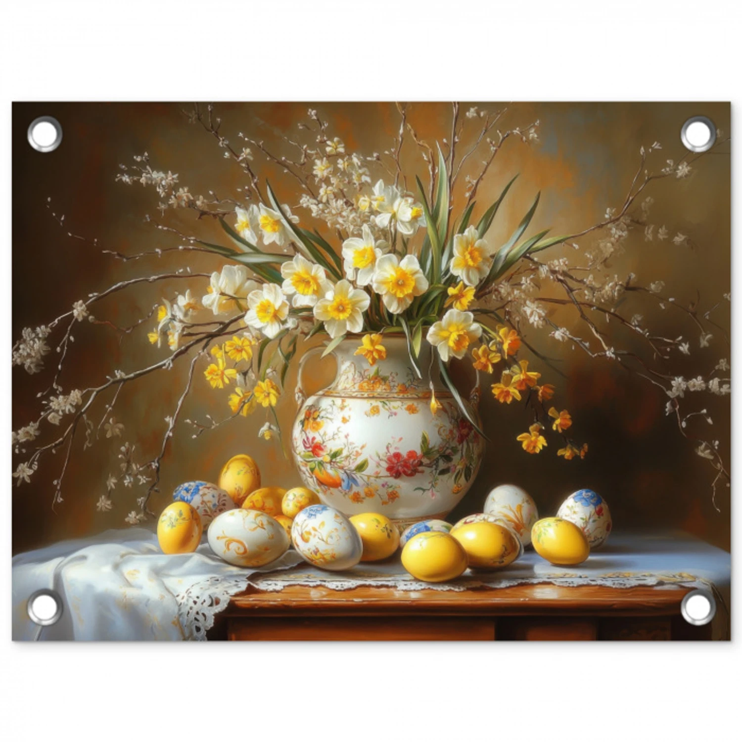 Paaseieren - Stilleven - Vaas tuinposter los doek klein -3d