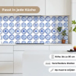 Borden - Bloemen - Patroon - Blauw keuken achterwand 2 middel 871 -sfeer4_DE