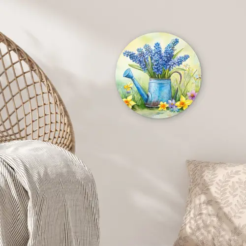 Gieter - Lavendel - Bloesems Wandcirkel kunststof plaat 5mm dik klein -sfeer5