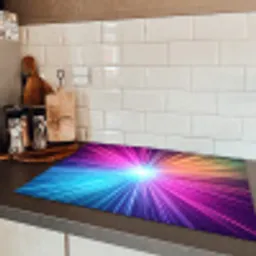 Abstract - Light - Burst - Modern - Colorful Inductie beschermer vinyl 3mm klein -sfeer3