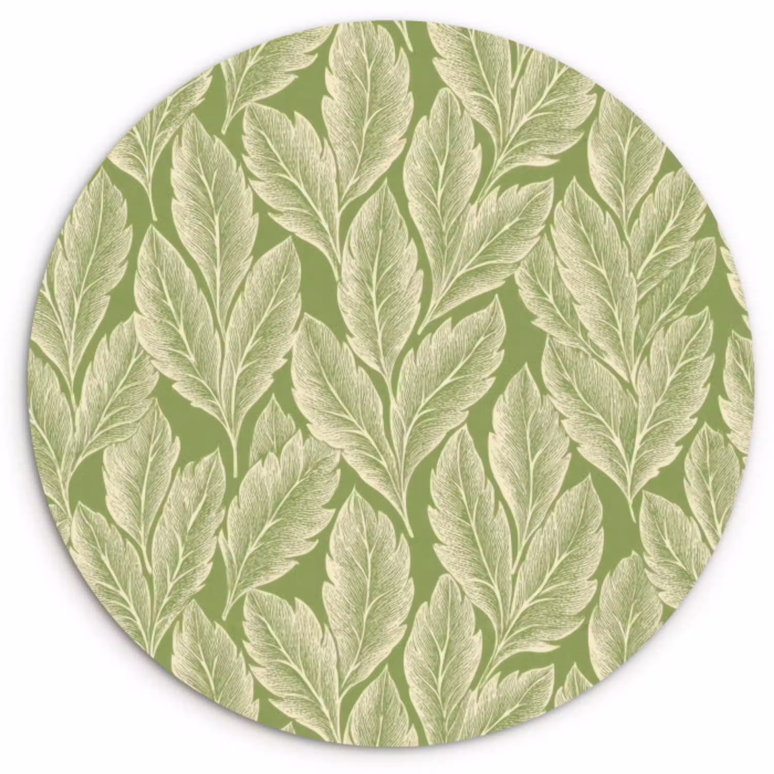 Groen - Botanisch - Bladeren - Vintage - Patroon Wandcirkel plexiglas klein 852 -3d