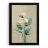 Paradijsvogelbloemen - Blauwgroene bladeren - Beige fotolijst zwart zonder passe partout klein -3d