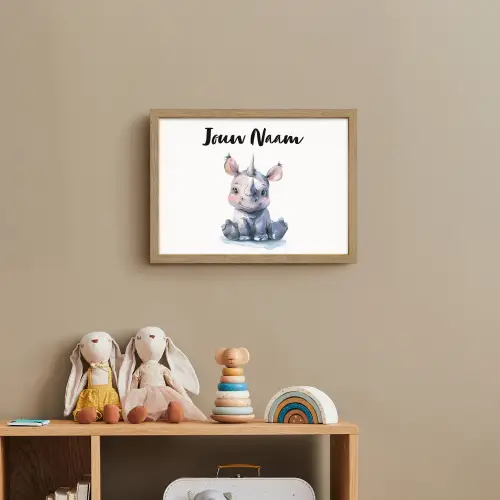 Neushoorn - Baby dier - Dieren Light Box met batterij (Wandlamp kind) middel -sfeer2_kind