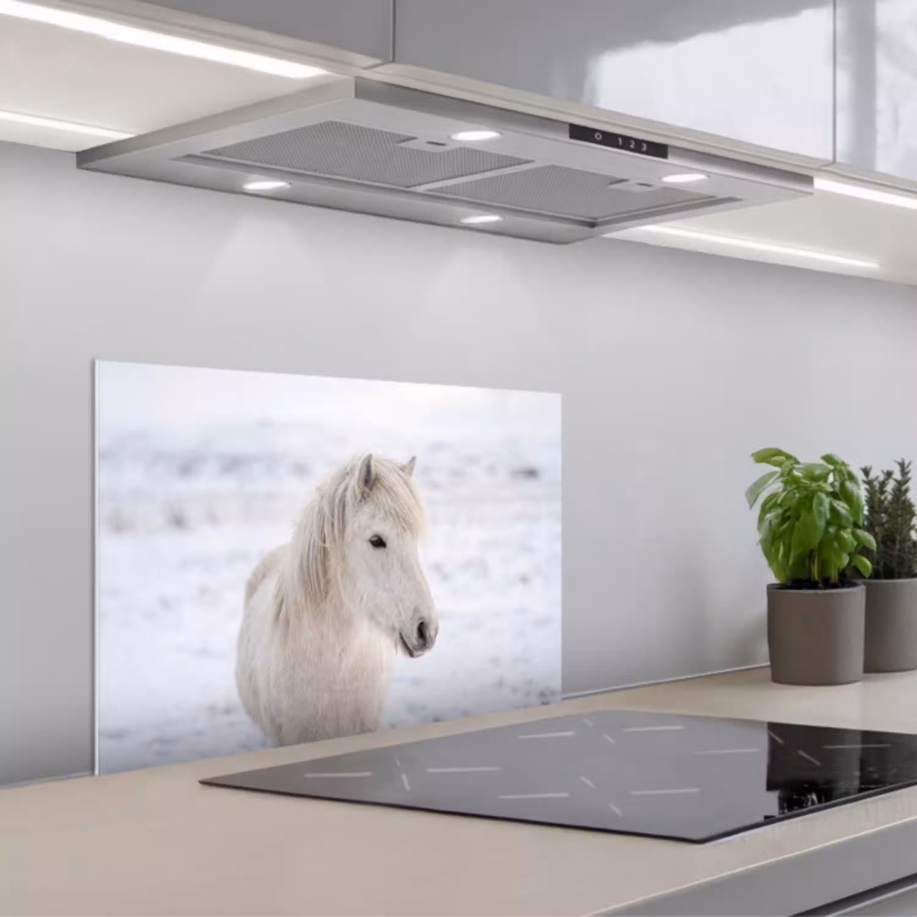 Paard - Kop - Winter - Dieren - Wit keuken achterwand spatscherm klein -3d_schuin