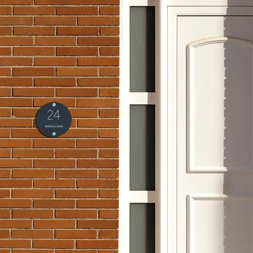 Effen blauw - Klassiek Naambord Rond klein -sfeer3-rond-XS