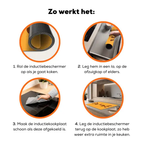 Kat - Simplistisch - Oranje - Vrolijk Inductie beschermer vinyl 3mm klein -zzzzzzz-td-werking