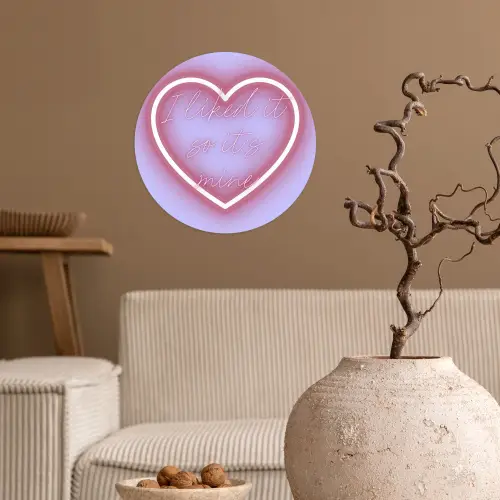 I liked it so it's mine - Neon hart - Paars Wandcirkel behangsticker klein -sfeer1