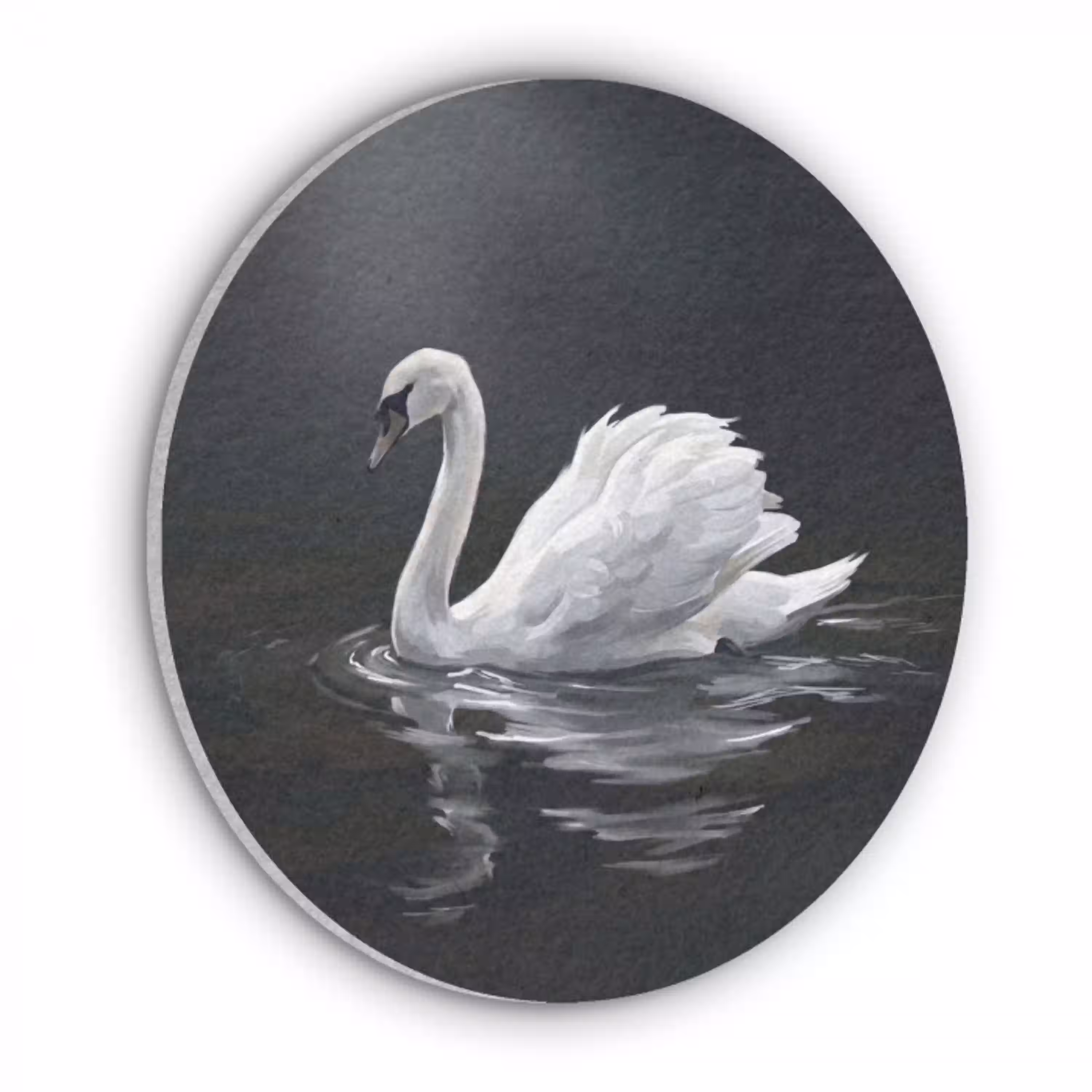 Zwaan - Water - Natuur - Realistisch - Wit Akoestische PET Vilt - Rond klein -3d