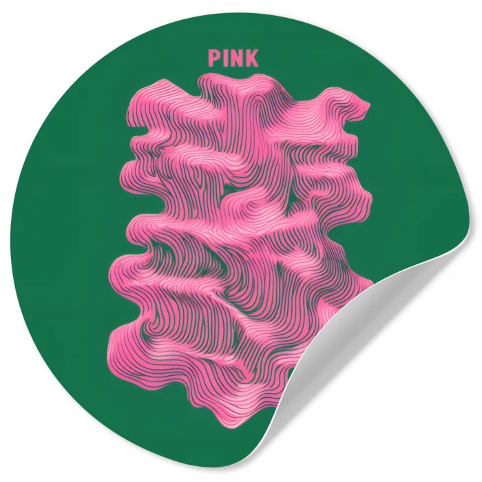 Abstract - Pink - Lijnen - Groen Wandcirkel behangsticker klein -3d
