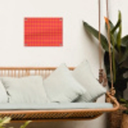 Modern - Stippen - Oranje tuinposter los doek klein 239 -sfeer7