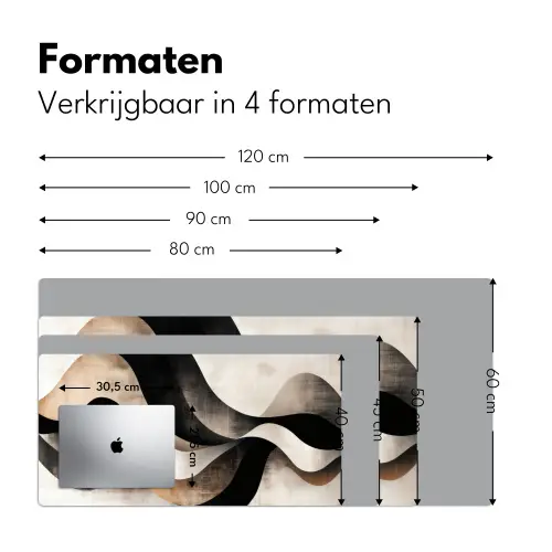 Abstract - Golven - Zwart - Verweerd Muismat XXL klein -sfeer5