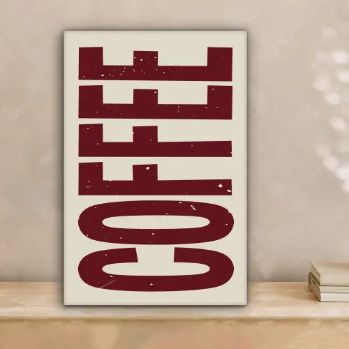 Koffie -Japandi - Rood - Vintage canvas 2cm klein -sfeer1