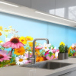 Bloemen - Kleurrijk - Blauw - Natuur keuken achterwand 2 middel -3d_schuin