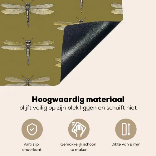 Libellen - Patroon - Groen Inductie beschemer met haakjes klein 777 -ky-onderkant-nl