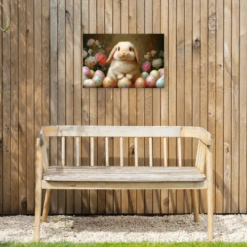 Konijn - Paaseieren - Stilleven Tuinposter op houten frame 2 cm dik klein -sfeer4