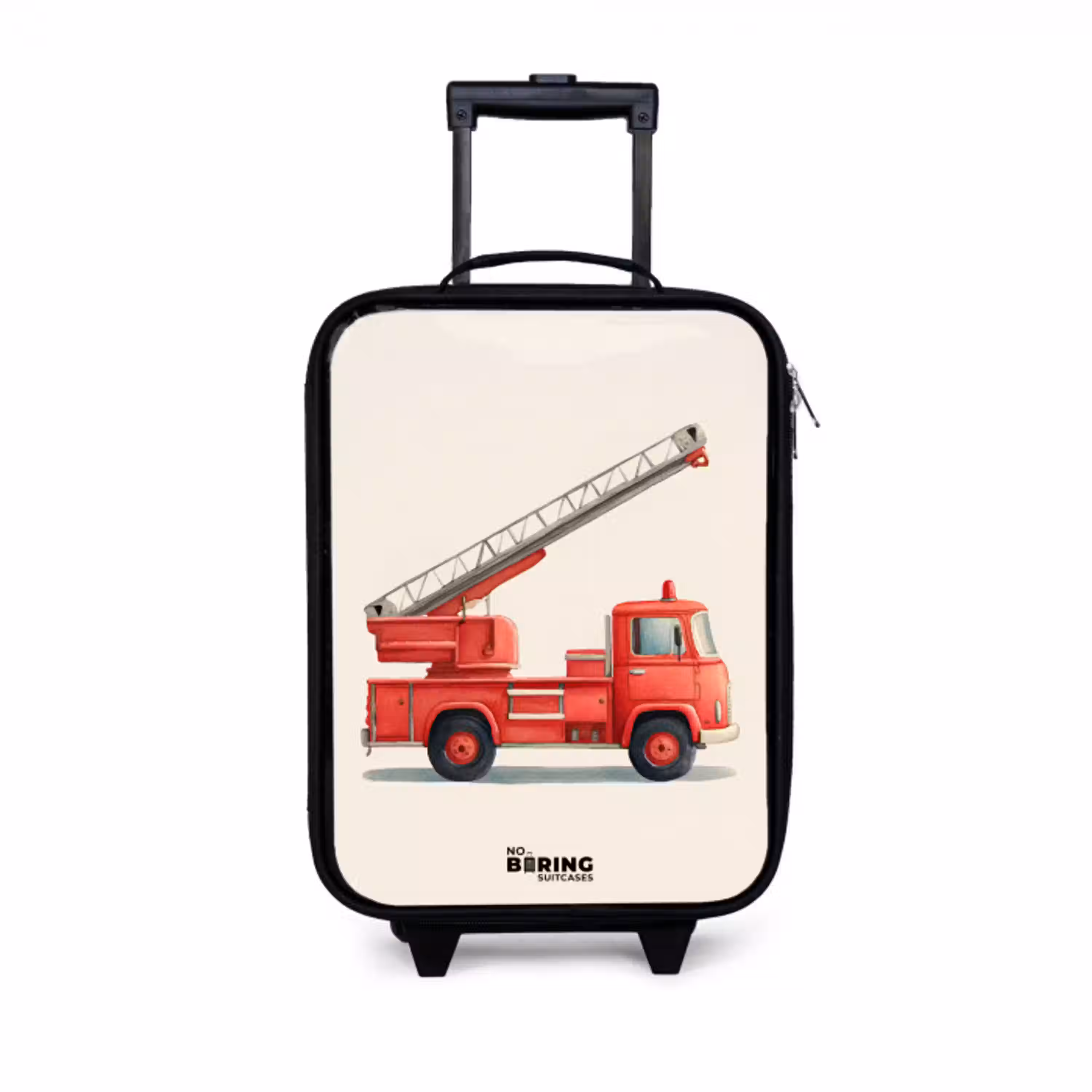 Brandweerwagen - Getekend - Rood Kinderkoffer - Zwart klein -3d