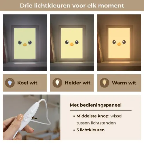 Kuiken - Vrolijk - Geel - Minimalistisch Light Box met kabel klein -USP_lichtkleurNL