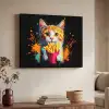 Kat - Eten - Patat - Graffiti - Abstract Textielframe zwart klein -sfeer3