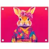 Konijn - Bloemen - Kleurrijk - Kimono tuinposter los doek klein -3d