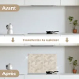 Lijnen - Waaier - Beige keuken achterwand spatscherm klein 900 -voor_na_FR